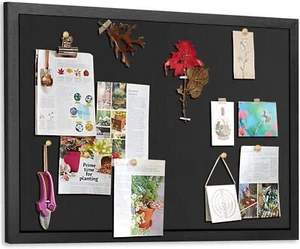Large 23"x17" Black Cork Bulletin Board with Frame for Home Office Decor - Picture 1 of 9