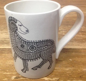 Taza de café John Duffley Portmeirion Inglaterra Zodiaco Ram Aries Negro Blanco MOD MCM - Imagen 1 de 3