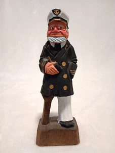 6 1/8" Wooden Nautical Figure Hand Carved Erie Canal Captain - Picture 1 of 7