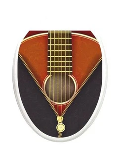 Toilet Tattoos Toilet Seat Lid Decor Classic Guitar Bathroom Reusable Brown 1005 - Picture 1 of 1