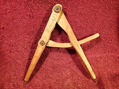 dated 1886 ANTIQUE HANDMADE WOOD CALIPERS FOLK ART SWEDEN SWEDISH - Image 1 of 4