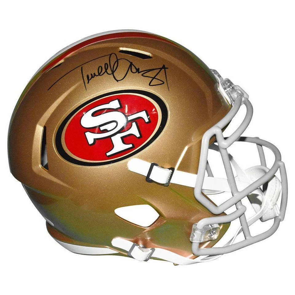 Casco de fútbol americano réplica tamaño completo de velocidad firmado por Terrell Owens de los 49ers de San Francisco Foto 1 de 4