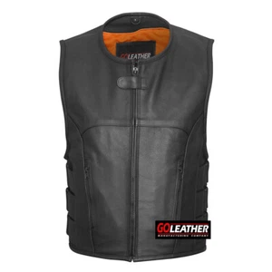 TACTICAL SWAT VEST SOFT MILLED COWHIDE LEATHER BIKER VEST - Picture 1 of 6