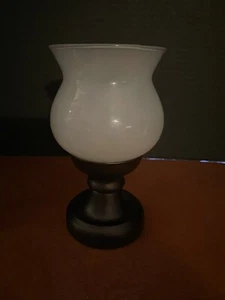 flameless / LED candle frosted glass dome brown copper pedestal stand - Picture 1 of 7
