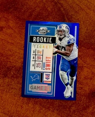 2020 Contenders Optic D'andre Swift Blue Prizm Rookie Ticket Auto #1/99 - Image 1 of 3