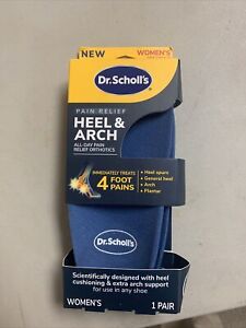 Dr. Scholl's Heel & Arch 4 Foot Pain Relief 1 Pair Womens Size 6-10 New