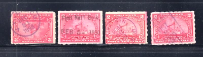 US STAMP # R164  2c  BATTLESHIP  4 DIFFERENT HAND STAMPS H1834 D - Image 1 of 2