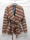 Jack  Coat Women Small Brown Woven Belted  Wrap Aztec Jacket Ladies Western Boho