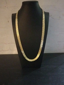 Vintage Gold Tone Textured Nugget Necklace 24” Long x .5" Wide - Picture 1 of 6