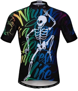 Weimostar Camisa de Ciclismo Manga Corta Para Hombre Jersey Cremallera Grande Esqueleto Halloween - Imagen 1 de 11
