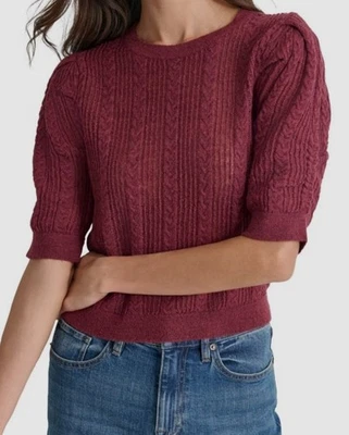 Suéter DKNY Jeans Mujer Rojo Punto Mixto Manga Abullonada Talla S Foto 1 de 3