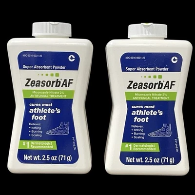 带 TALC 原装 Zeasorb 抗真菌运动员足粉 2 件装收藏品 — 第 1/4 张图片