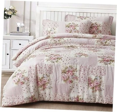  Rosy 3-Piece Size Washed Cotton Comforter Set - Floral King Pink Floral - Image 1 of 4