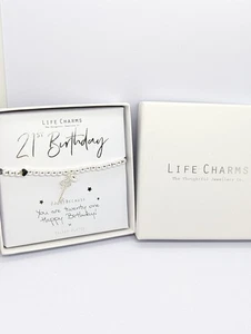 Life Charms Geschenk zum 21. Geburtstag, versilberter Schlüssel und Herzanhänger, der... - Bild 1 von 4