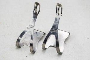GB PROFESSIONAL STAINLESS STEEL VINTAGE ROAD/ TRACK BICYCLE PEDAL TOE CLIPS (2) - Picture 1 of 3