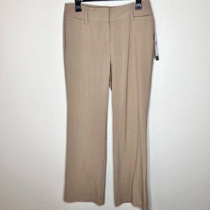 NWT Larry Levine Dress Pants 8 Curvy Fit Hourglass Trousers Slacks Beige Bootcut - Picture 1 of 10
