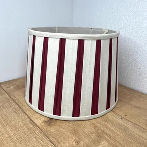 Laura Ashley Linen Cream And Cranberry Maroon Stripe Lamp Shade Ceiling Table - Picture 1 of 7