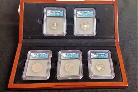 2007-S SILVER Proof Set ICG PR70DCAM "FIRST STRIKE" Set In Wood Box Cover