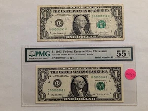 ( SERIAL NUMBER 41 ) Matching 2 Digit Fancy Low Serial Number $1 Note -Cleveland - Picture 1 of 14