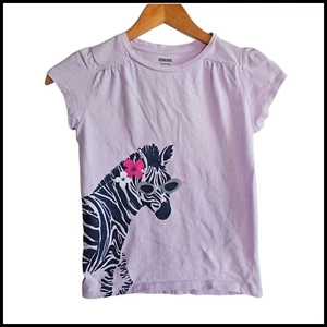 Gymboree Zebra Graphic Tee Cute Girly Top Short Sleeve Purple L - Picture 1 of 6