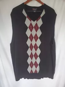 Men's Black/Argyle Sweater Vest Alexander Julian 3XL Tall - Picture 1 of 7