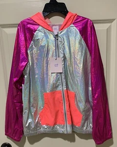 Girls Sz L (10/12) Windbreaker Jacket/Top - Silver & Pink - Picture 1 of 9