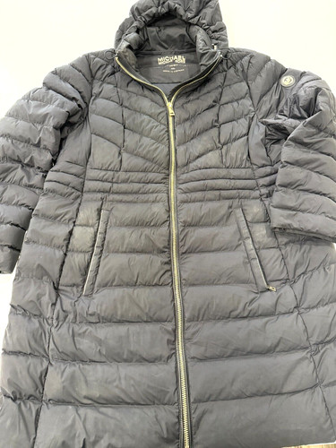 Michael Kors nero trapuntato piumino parka cappotto giacca con cappuccio taglia XXL