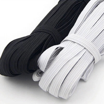 Cordón elástico 8 mm blanco o negro 15 yardas banda para costura, manualidades, artes,  Foto 1 de 2
