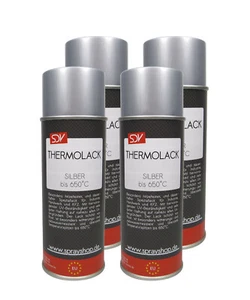 4x THERMOLACK SPRAY SILBER bis 650°C 400ml ABRIEBFEST Auspufflack Ofenlackspray - Bild 1 von 2