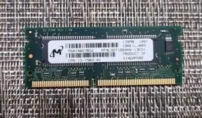 Micron 128MB PC133 MT4LSDT1664HG-13ED1 CL2 144 pin SODIMM Cisco Approved Memory - Image 1 of 3