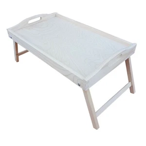 Wooden Breakfast Painted Food Serving Lap Tray With Folding Legs For Bed - Picture 1 of 6