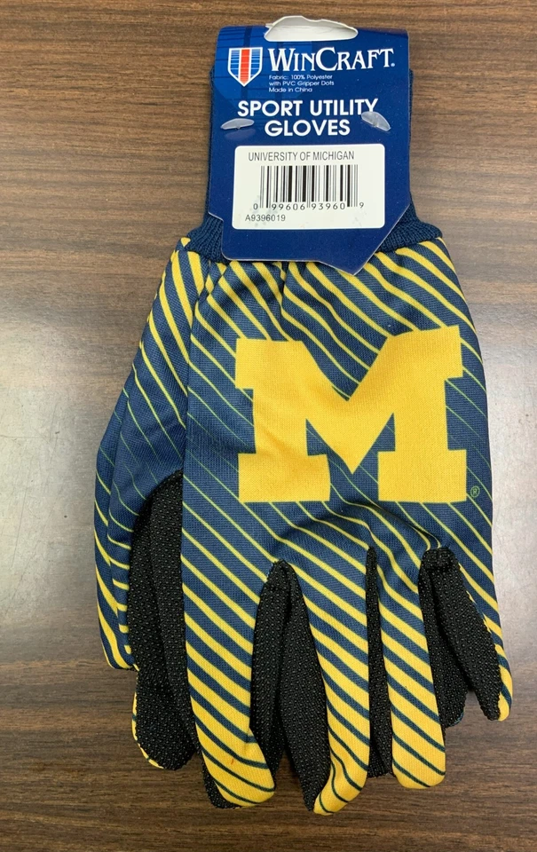 GUANTES MICHIGAN WOLVERINES A RAYAS UTILITARIOS PINZA PUNTOS NUEVOS WINCRAFT 👀 Foto 1 de 1