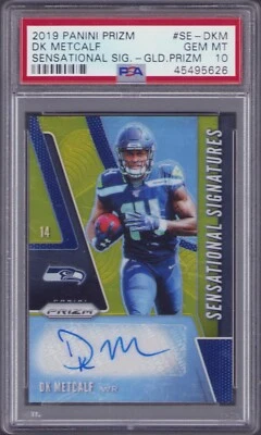 2019 Panini Prizm Football Sensational Sigs Rookie Gold Auto DK Metcalf PSA 10! - Image 1 of 2
