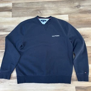 Tommy Hilfiger Sweatshirt Mens Large Navy Blue Lightweight Cotton Fleece - Picture 1 of 9