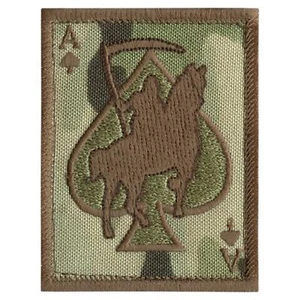 death card grim reaper ace of spades multicam embroidered touch fastener patch - Picture 1 of 2