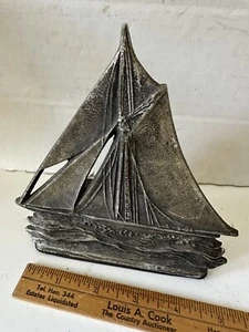 Antique Sailboat Bookend by Bradley & Hubbard B&H with Fine Silver Finish Detail - Picture 1 of 8