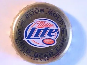 BOTTLE CAP USED PLASTIC LINED CROWN MILLER LITE 2006 GOLD WORLD BEER CUP - Picture 1 of 3