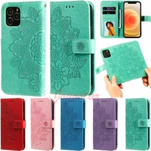 For iPhone 11 12 Pro Max XR SE 6s 7 8 Wallet Card Holder Flip Leather Case Cover - Picture 1 of 38