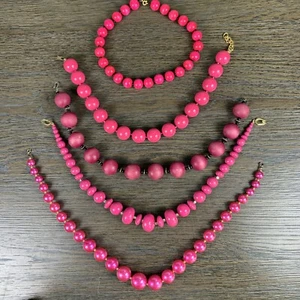 Lote de 5 Collar Vintage Rosa Caliente Grueso Retro Bubblegum Barbiecore - Imagen 1 de 17