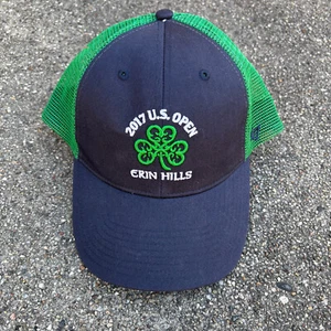 2017 U.S. Open Erin Hills Navy & Green Snapback Trucker Hat '47 Brand EUC - Picture 1 of 4