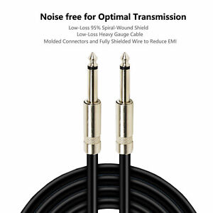 1x Pro Audio 1/4" to 1/4" Instrument Cable Speaker Monitor M/M Wire Cord 10 Feet