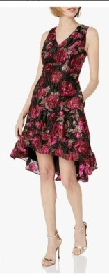 RACHEL ROY FLORAL PRINTED METALLIC JACQUARD DRESS SZ 6 - Image 1 of 4
