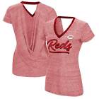 Women's Touch Red Cincinnati Reds Halftime Back Wrap Top V-Neck T-Shirt