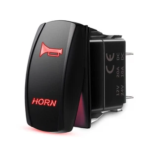 MICTUNING 5Pin Momentary Rocker Switch RED LED Horn Switch for Car SUV UTV ATV - Picture 1 of 10