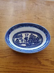 Vintage Dudson Wilcox & Till Hanley England 10" Blue Willow Oval Serving Bowl - Picture 1 of 7