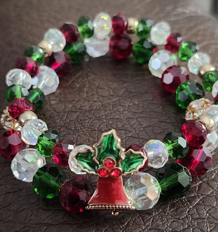 AVON Holly Jolly коллекции многоцветный бисер и камни эластичной браслет колокольчик - Изображение 1 из 4