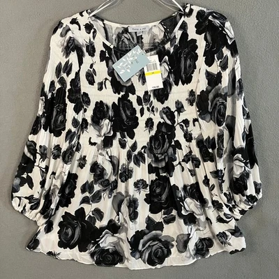 Blusa campesina floral e hiedra para mujer talla M negra blanca con estampado floral nueva con etiquetas Foto 1 de 4