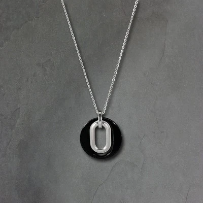 Amello Collana Acciaio Inox Ceramica 80cm Magic Gioiello Argento Nero ESKX03S - Immagine 1 di 4