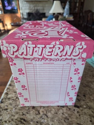 2 cajas de almacenamiento vintage años 80 patrón costura con tapa, rosa Foto 1 de 3