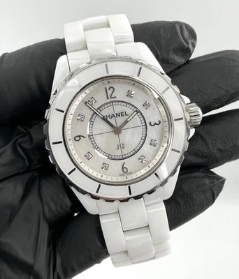 Часы Chanel J12 перламутровый циферблат белая керамика бриллиант 39 мм - Изображение 1 из 4